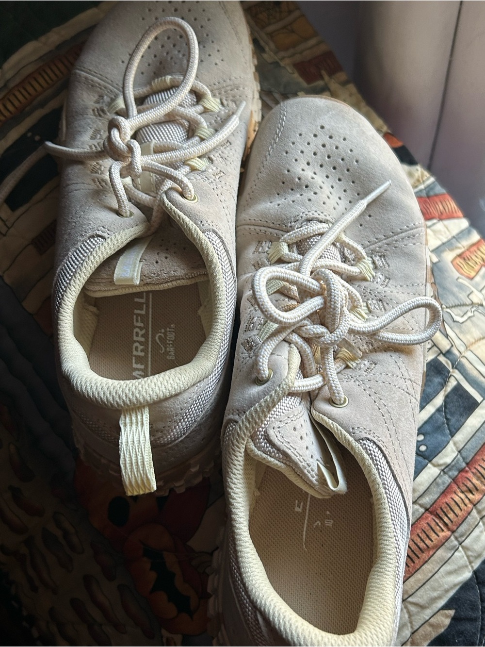 Merrell Women's Beige Suede Lace-Up Casual Sneakers